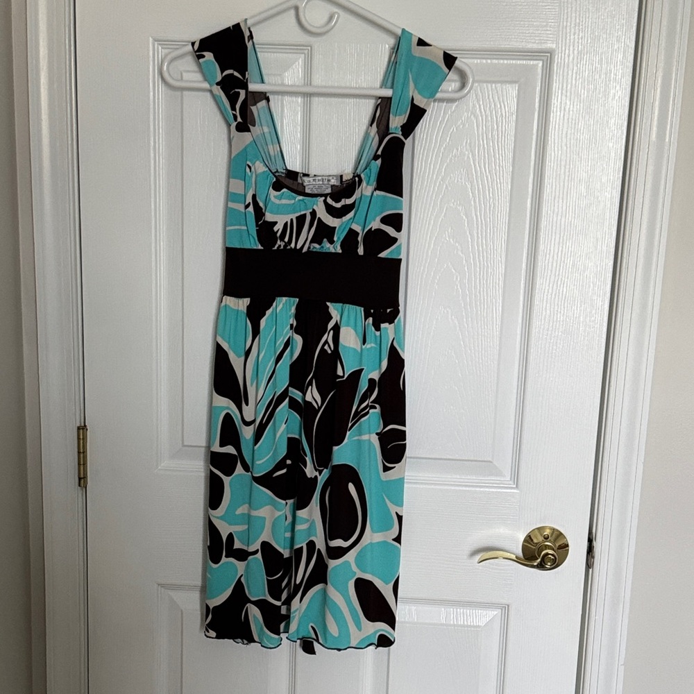 La Belle Turquoise and Black Midi Dress